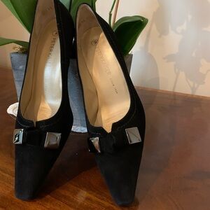 Peter Kaiser EUC Black Suede Heels Made in Germany US Size 8.5 German Size 5.5